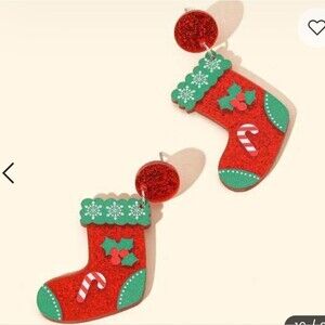 Christmas stocking acrylic post back holiday earrings nwt